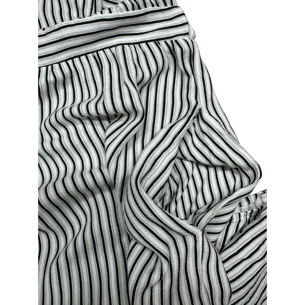 Anthropologie Saltwater LUXE Jumpsuit Large White Black Stripe Wide Leg Boho - Picture 11 of 14